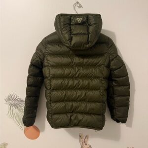 Olive Green Puffer TNA Little Puff  Jacket with Hood XXS